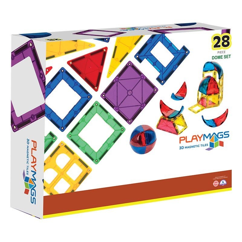 Playmags 28-Piece Dome Accessories Set - 3D Clear Color Genuine Magnetic Tiles