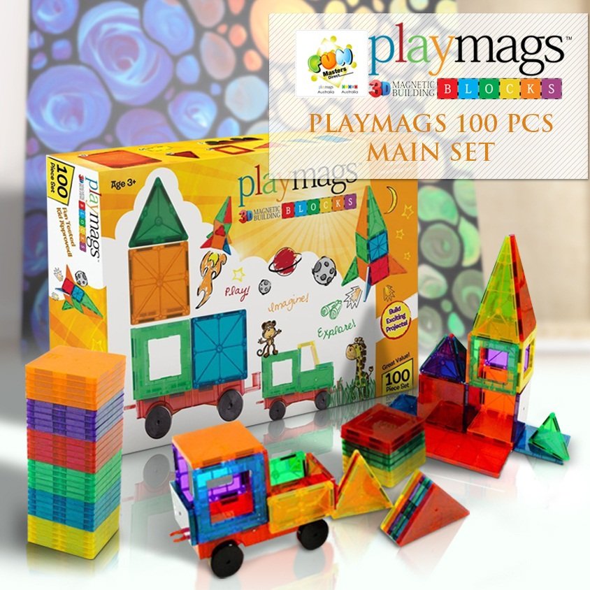Playmags 2 Piece Car Set: With Stronger Magnets, STEM Toys for Kids, Use  with all Magnetic Tiles and Blocks Sturdy, Super Durable with Vivid Clear  Color Tiles. (Colors May Vary) - Toys 4 U