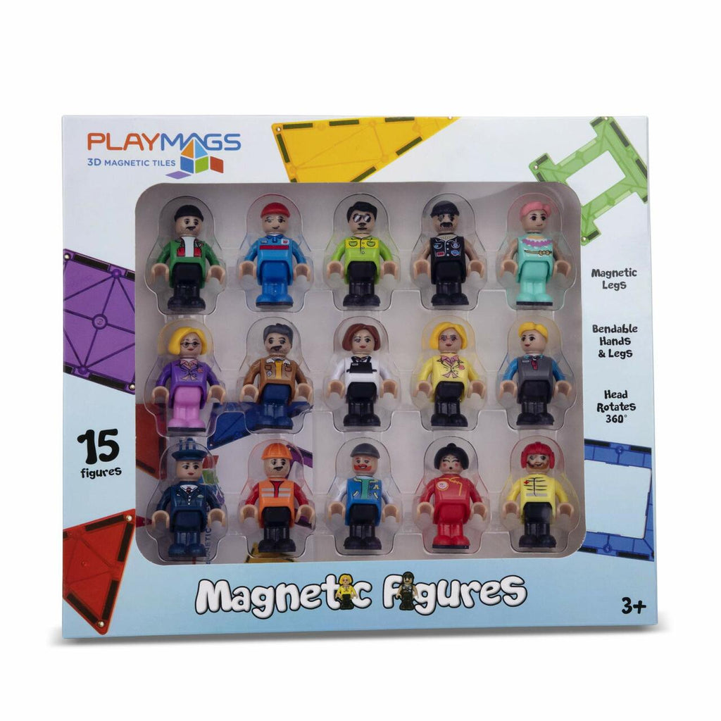 Playmags Magnetic Figures Community Figures Set of 15 Pieces - Play People Perfect For Magnetic Tiles
